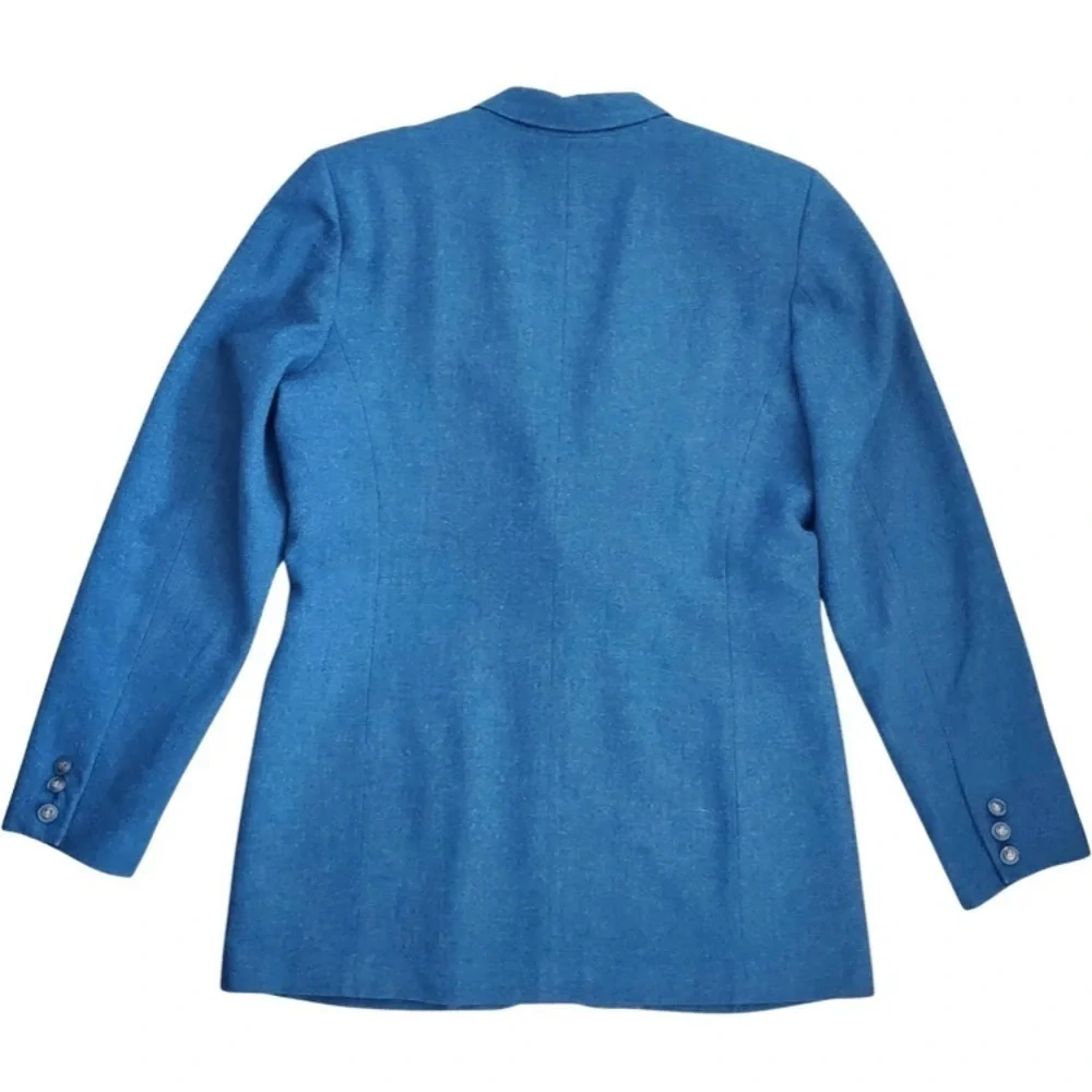 Vintage Pendleton Virgin Wool 2 Button Teal Blue Blazer Size Small Petite - Picture 3 of 17